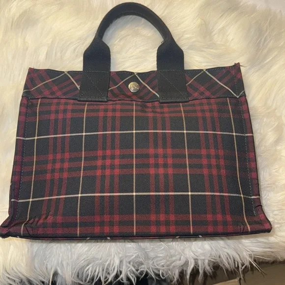 PRE LOVED BURBERRY NOVA CHECK BLUE LABEL HAND BAG NYLON RED AUTH GUC with COA - Picture 6 of 9